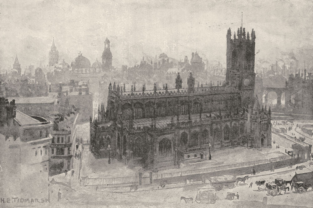 LANCASHIRE. Manchester, Grammar school, cathedral, exchange, town Hall 1901